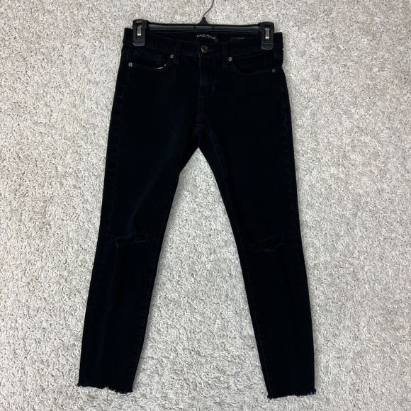 Banana Republic Denim - Banana Republic Jeans Womens 25 Petite 25P Black Skinny Denim Distressed Raw Hem